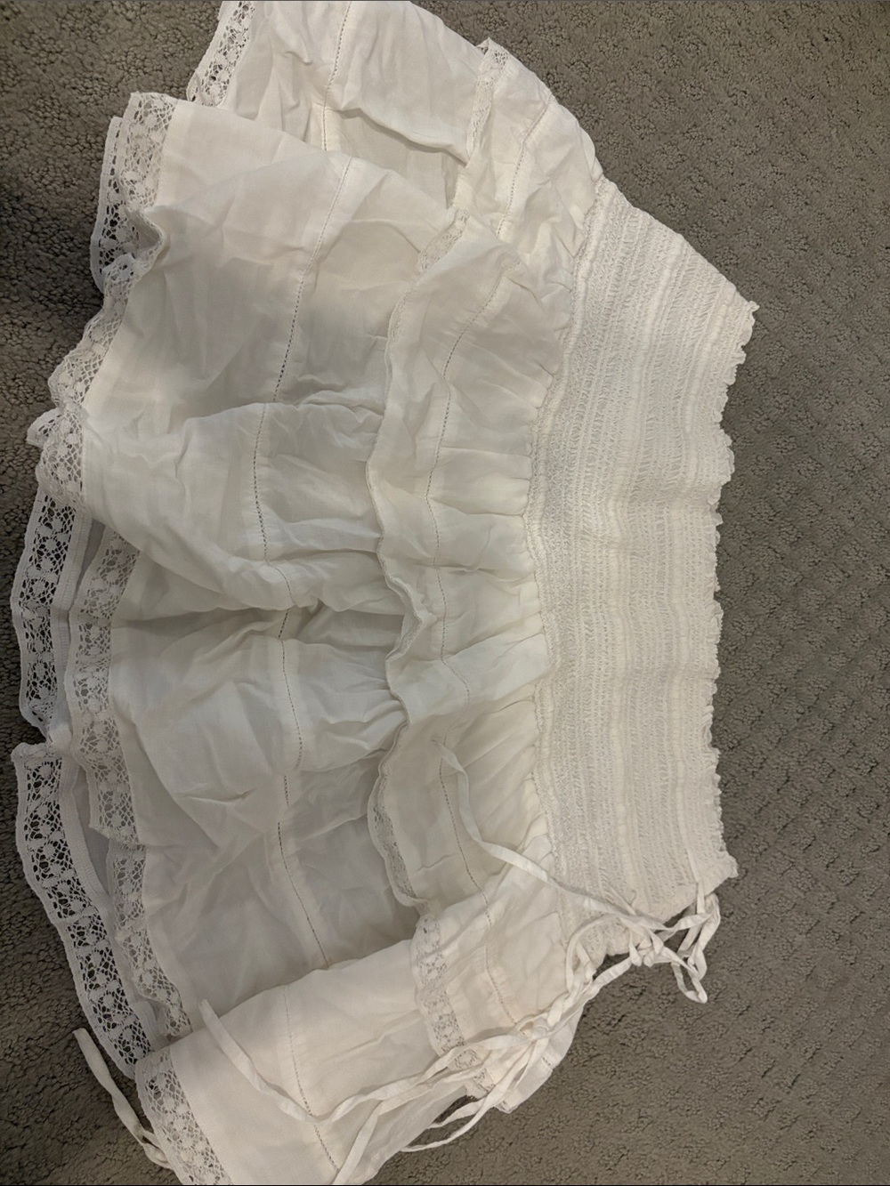 LoveShackFancy White Ruffled Smocked Skort